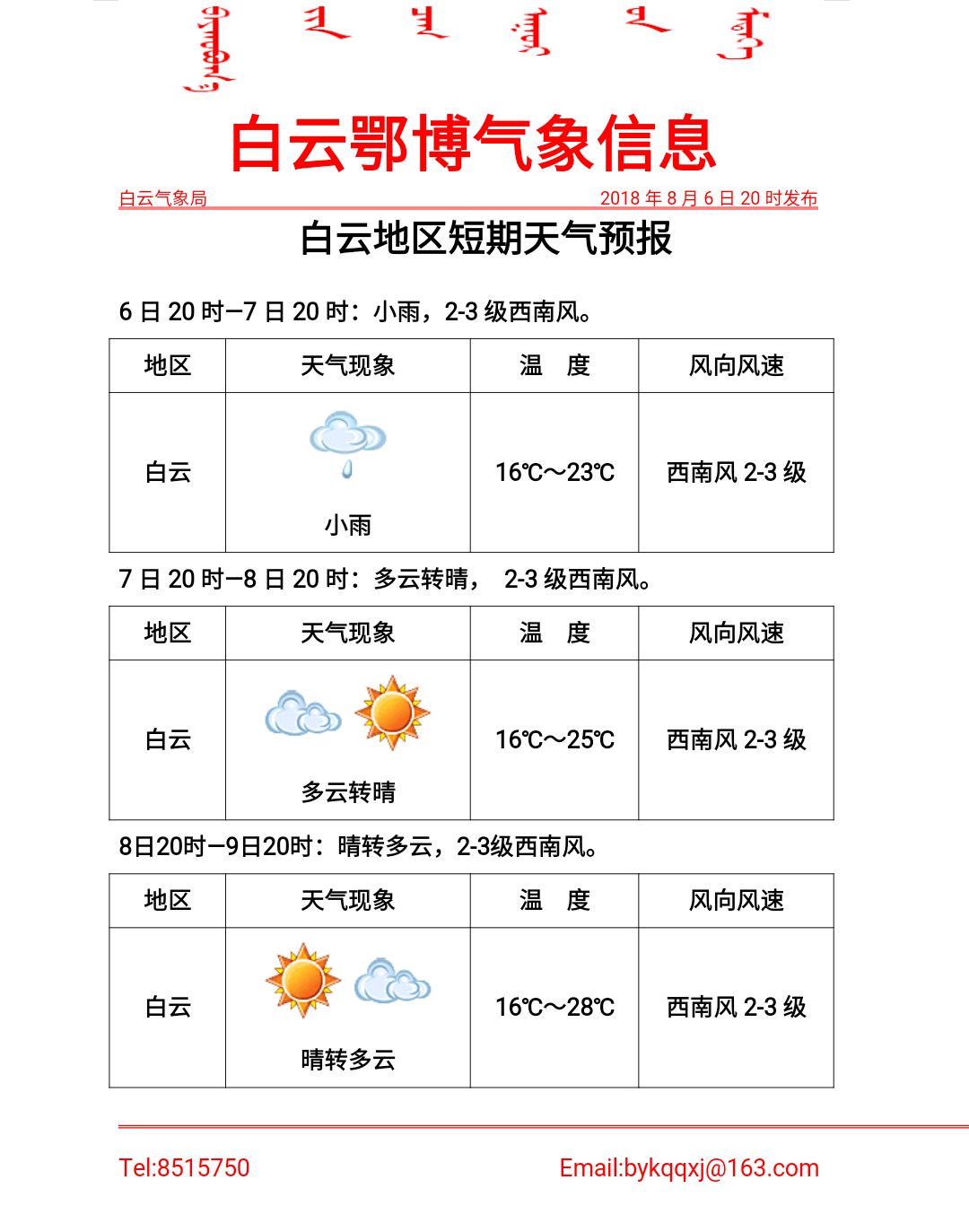 绒白村最新天气预报